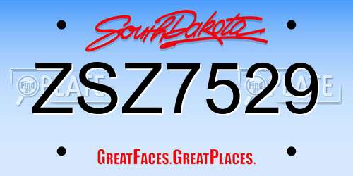 ZSZ7529 South Dakota License Plate