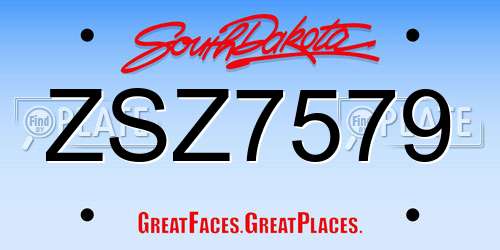 ZSZ7579 South Dakota License Plate
