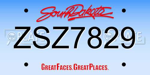 ZSZ7829 South Dakota License Plate