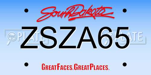 ZSZA65 South Dakota License Plate