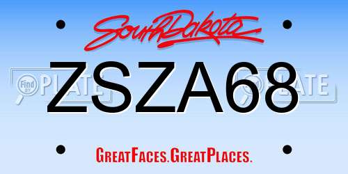 ZSZA68 South Dakota License Plate