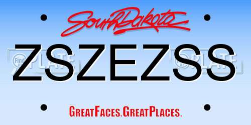 ZSZEZSS South Dakota License Plate