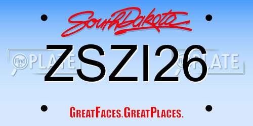 ZSZI26 South Dakota License Plate