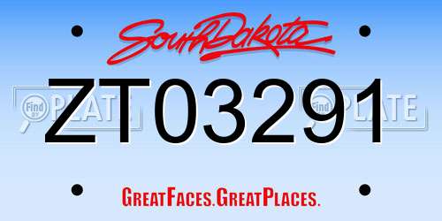 ZT03291 South Dakota License Plate
