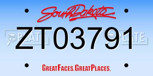 ZT03791 South Dakota License Plate