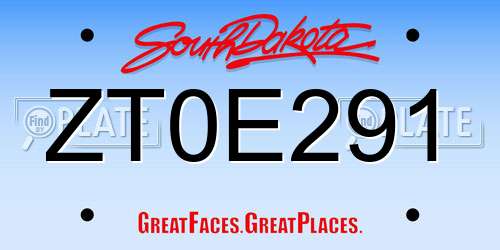 ZT0E291 South Dakota License Plate
