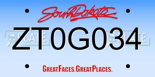 ZT0G034 South Dakota License Plate