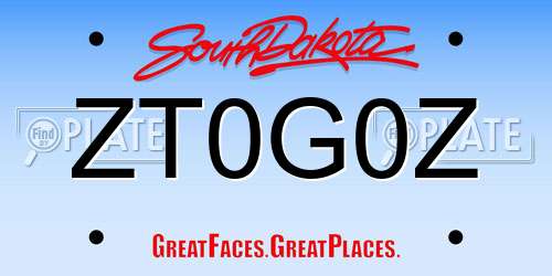 ZT0G0Z South Dakota License Plate