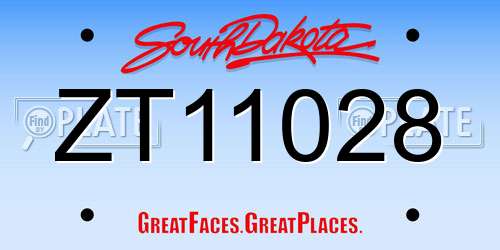 ZT11028 South Dakota License Plate