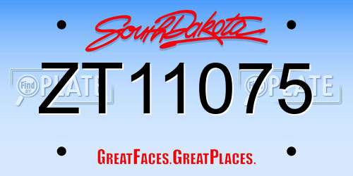 ZT11075 South Dakota License Plate