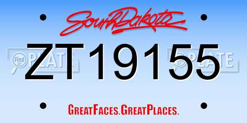 ZT19155 South Dakota License Plate