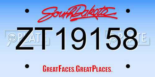 ZT19158 South Dakota License Plate