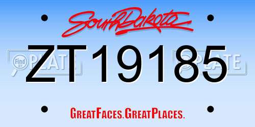ZT19185 South Dakota License Plate