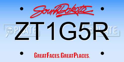 ZT1G5R South Dakota License Plate