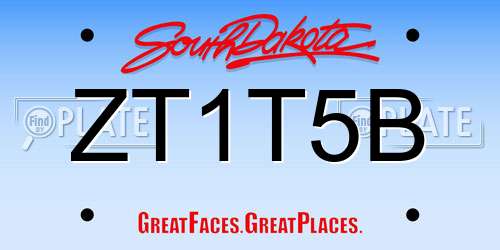 ZT1T5B South Dakota License Plate