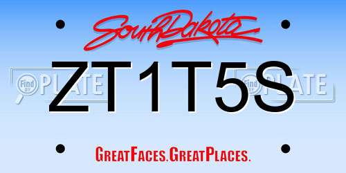 ZT1T5S South Dakota License Plate