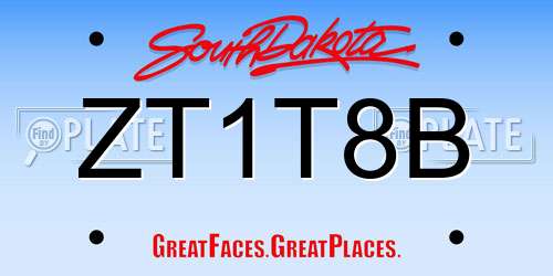 ZT1T8B South Dakota License Plate