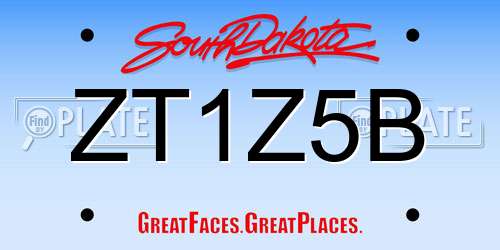 ZT1Z5B South Dakota License Plate