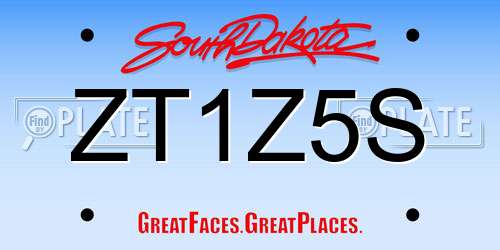 ZT1Z5S South Dakota License Plate