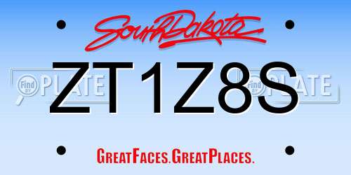 ZT1Z8S South Dakota License Plate