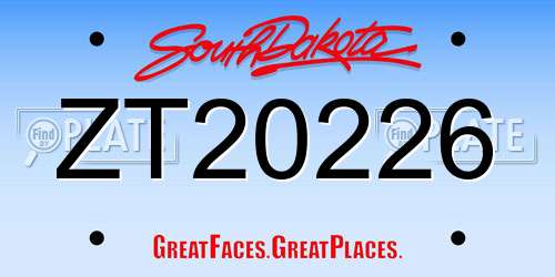 ZT20226 South Dakota License Plate