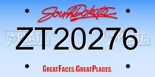 ZT20276 South Dakota License Plate