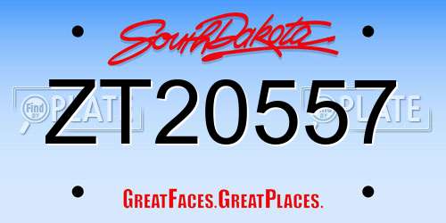 ZT20557 South Dakota License Plate
