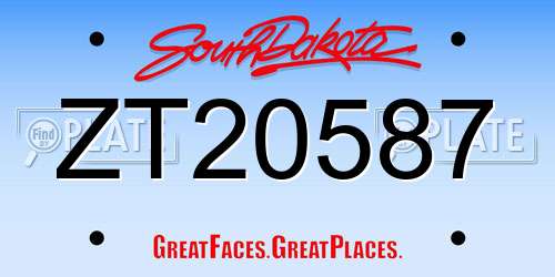 ZT20587 South Dakota License Plate