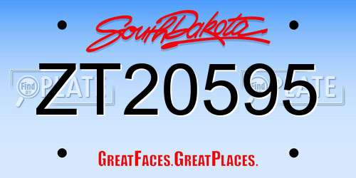 ZT20595 South Dakota License Plate