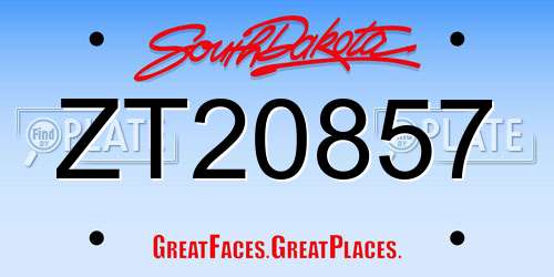 ZT20857 South Dakota License Plate