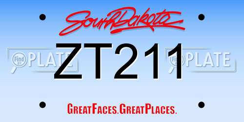 ZT211 South Dakota License Plate