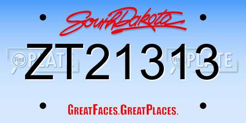 ZT21313 South Dakota License Plate
