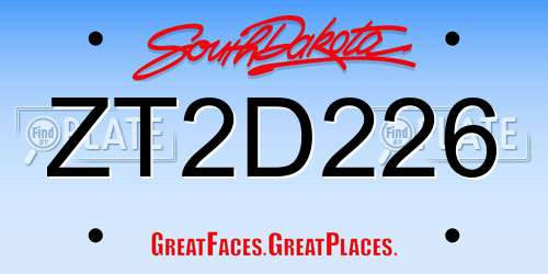 ZT2D226 South Dakota License Plate