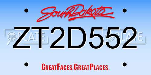 ZT2D552 South Dakota License Plate