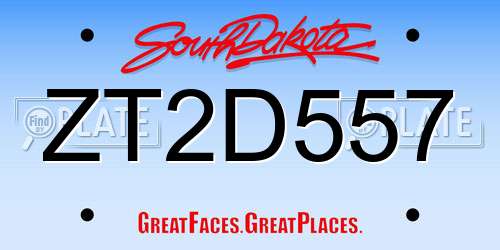 ZT2D557 South Dakota License Plate