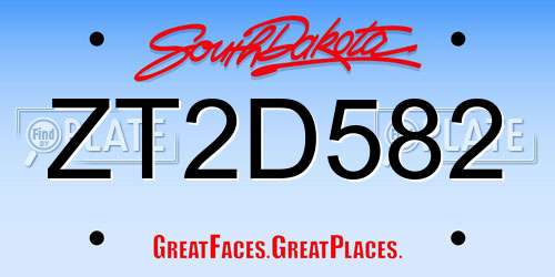 ZT2D582 South Dakota License Plate