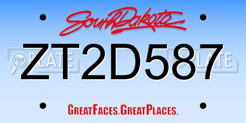 ZT2D587 South Dakota License Plate