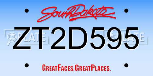 ZT2D595 South Dakota License Plate