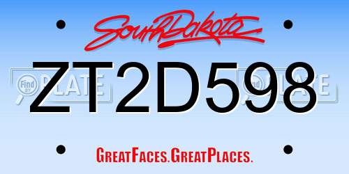 ZT2D598 South Dakota License Plate