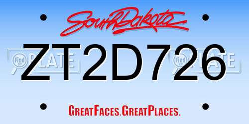 ZT2D726 South Dakota License Plate