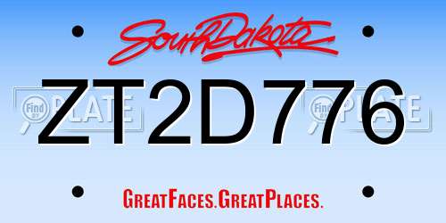 ZT2D776 South Dakota License Plate