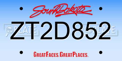 ZT2D852 South Dakota License Plate