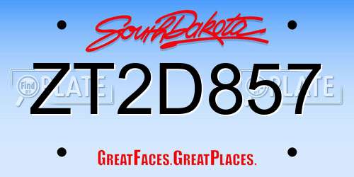 ZT2D857 South Dakota License Plate
