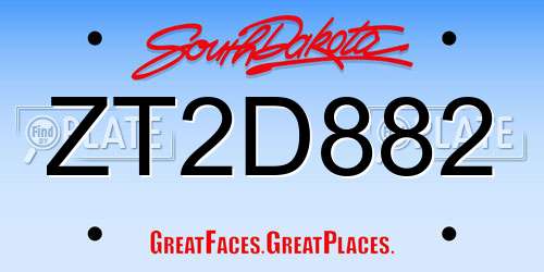 ZT2D882 South Dakota License Plate