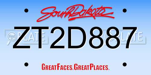 ZT2D887 South Dakota License Plate