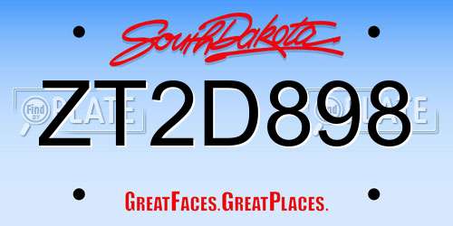 ZT2D898 South Dakota License Plate