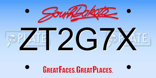 ZT2G7X South Dakota License Plate
