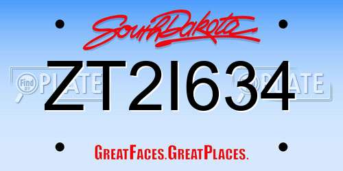 ZT2I634 South Dakota License Plate