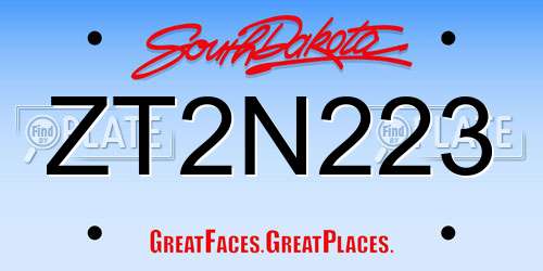 ZT2N223 South Dakota License Plate
