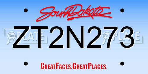 ZT2N273 South Dakota License Plate